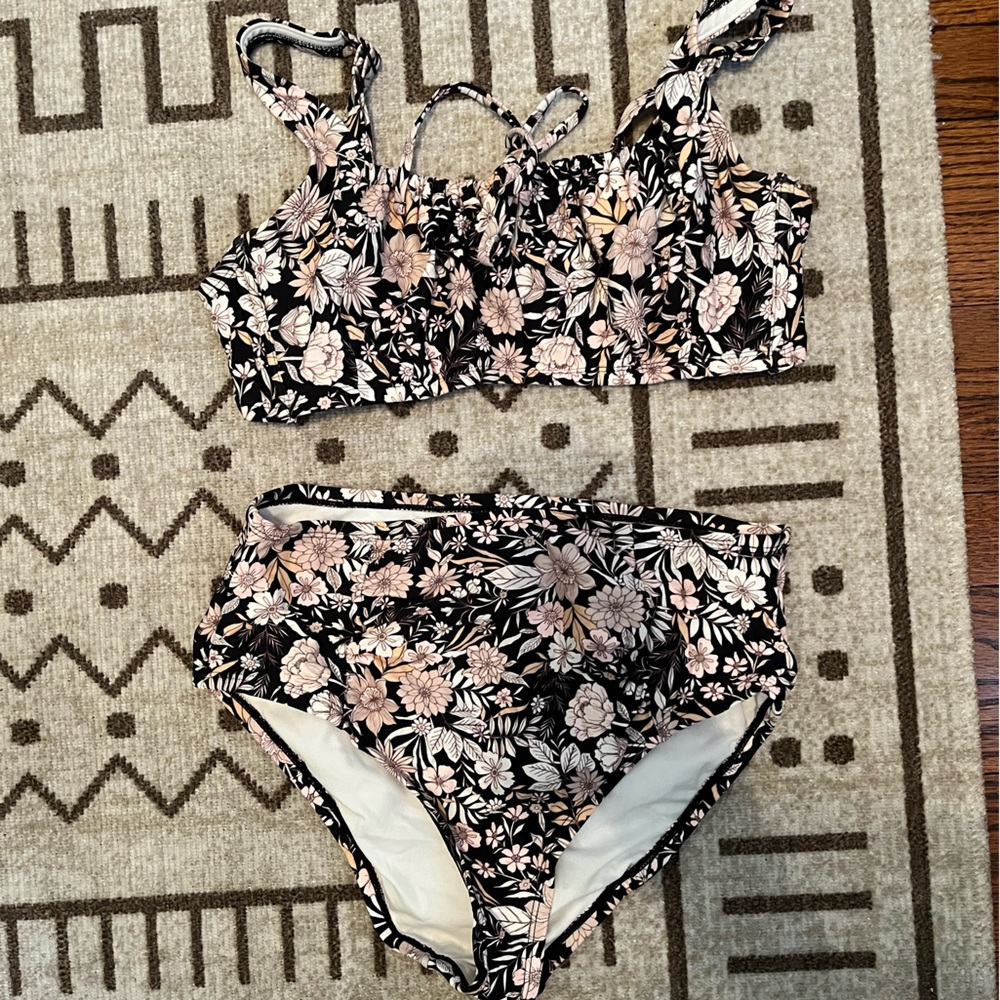 Floral high waisted swim suit set